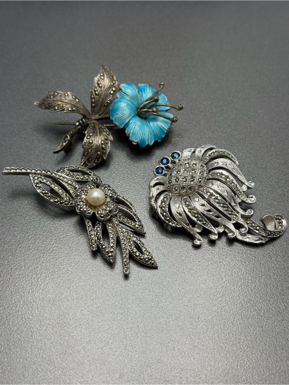 🔥🔥🔥Vintage Marcasites Brooches lot of 3 #342ub